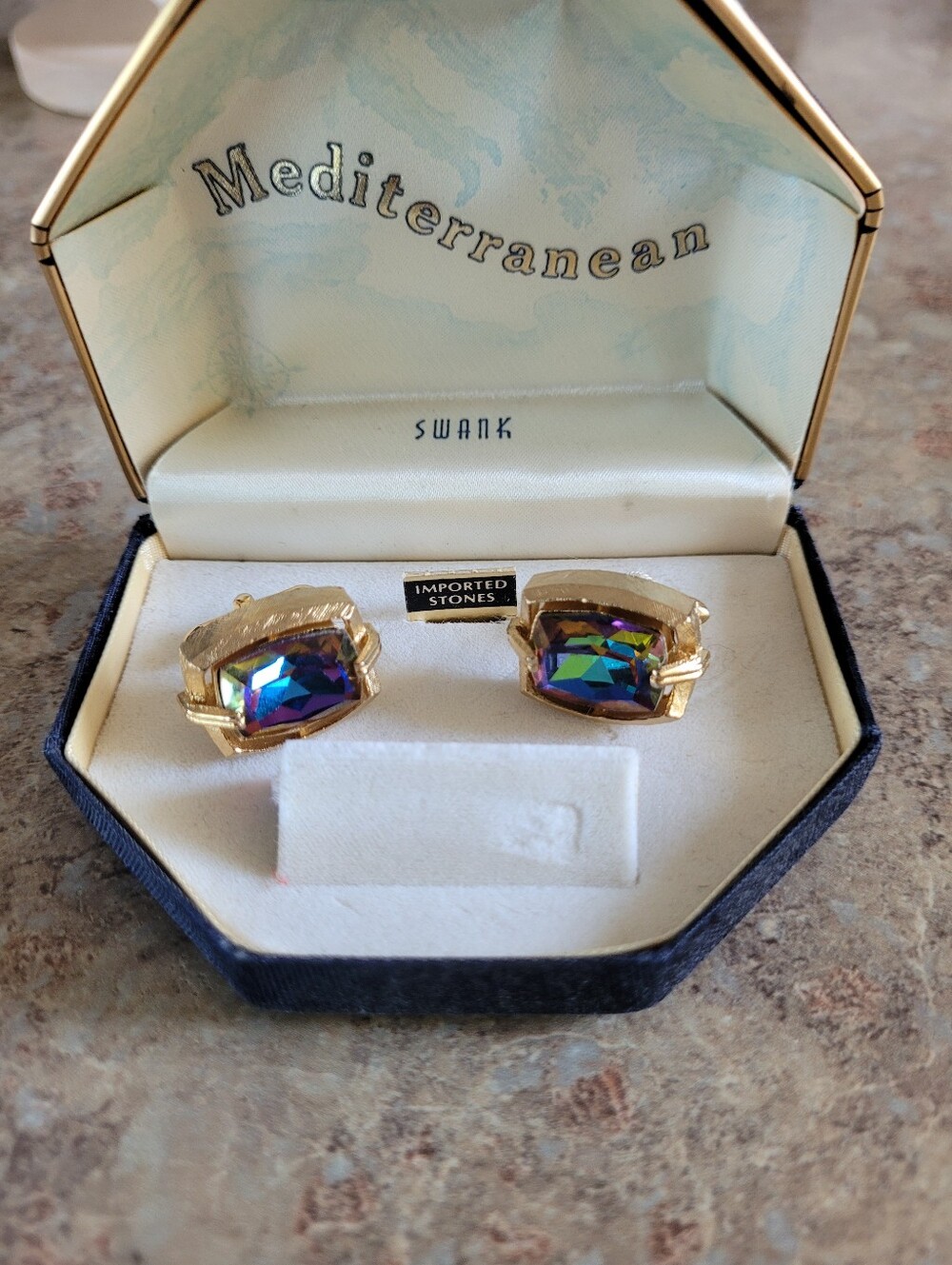 Vintage Swank Mediterranean Men's Gold Tone Cufflinks